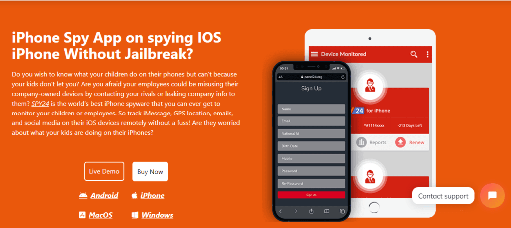 1. SPY24 – Undetectable iPhone Spy App Free Trial 🏆