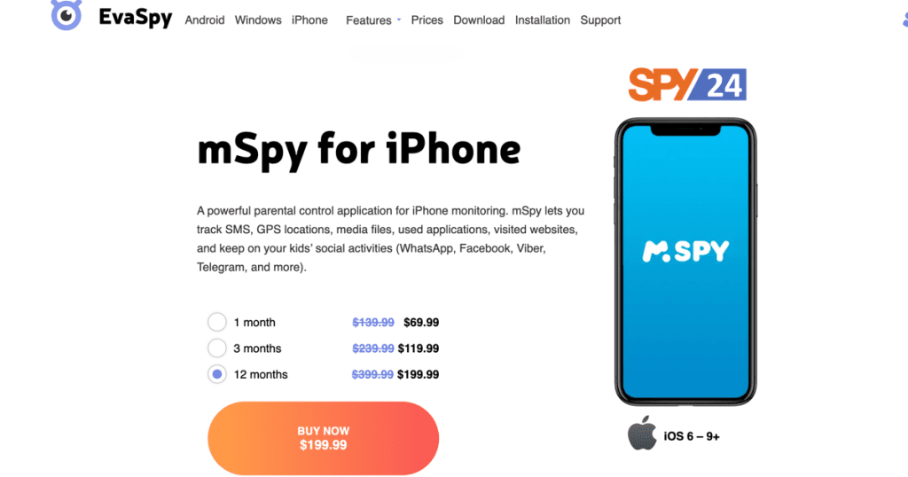 EvaSpy for iPhone Spy