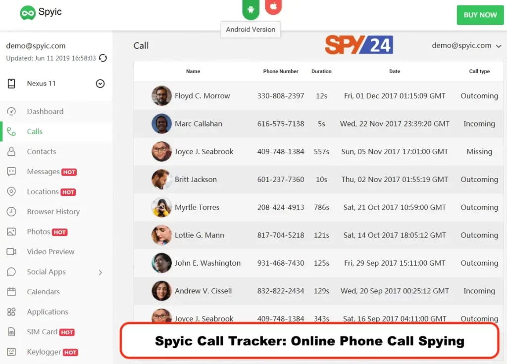Spyic Call Tracker: Online Phone Call Spying