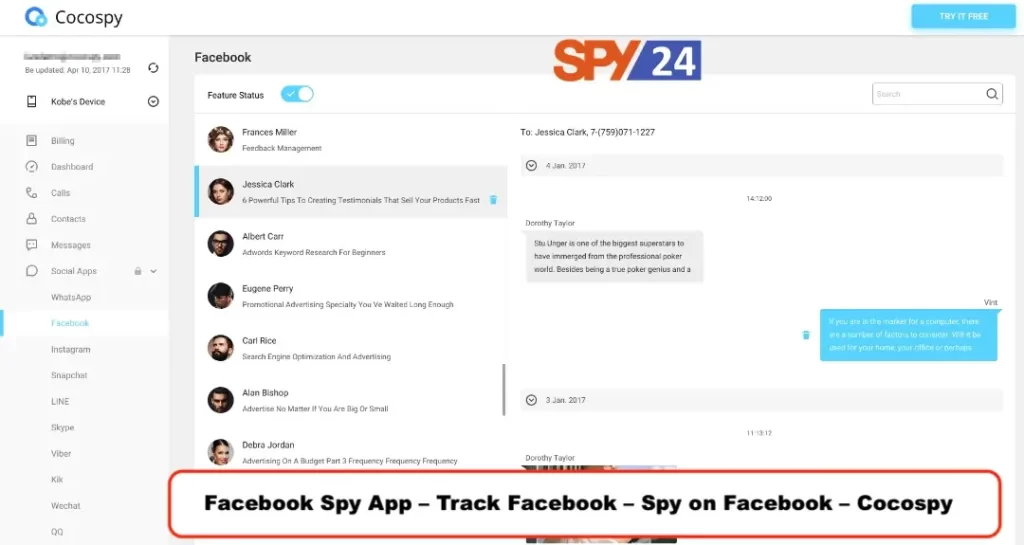 Facebook Spy App – Track Facebook – Spy on Facebook - Cocospy