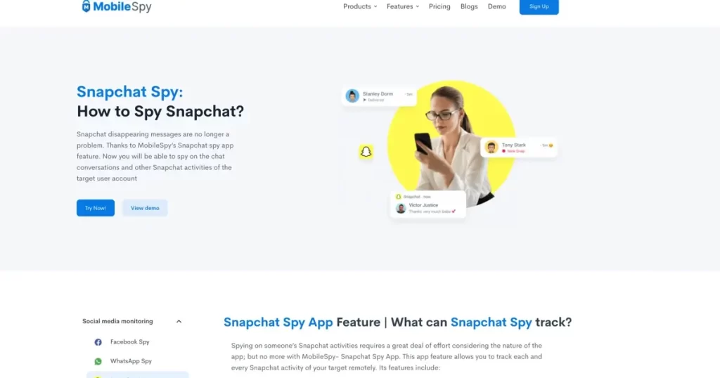 Mobilespy.io - Snapchat spy app 2021