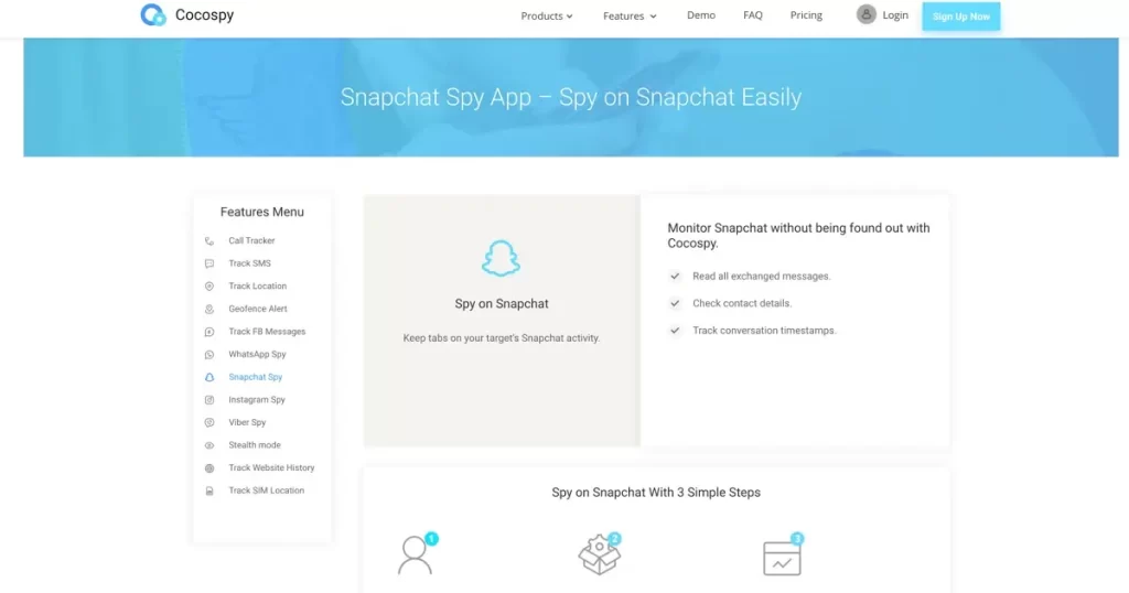 Cocospy - Snapchat spy app login