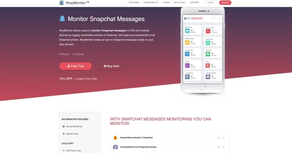 iKeyMonitor - spy app that monitors Snapchat