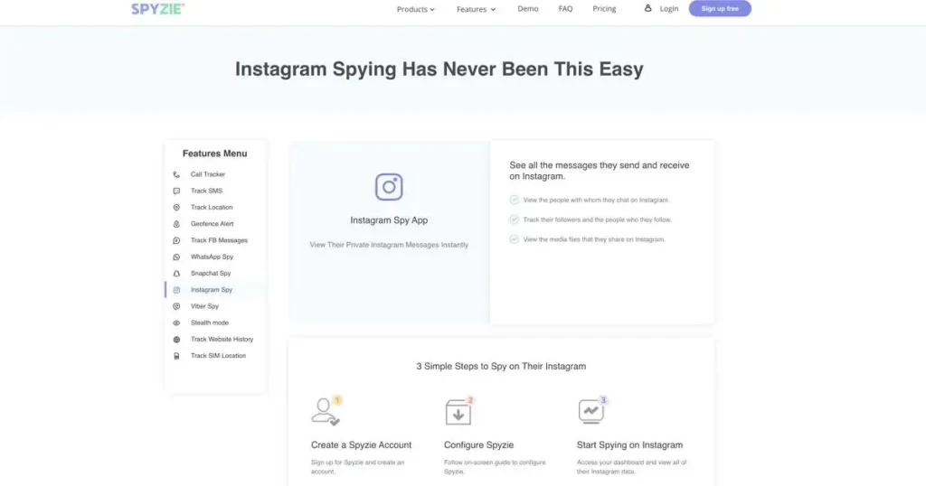 Spyzie : spy instagram messages website bot