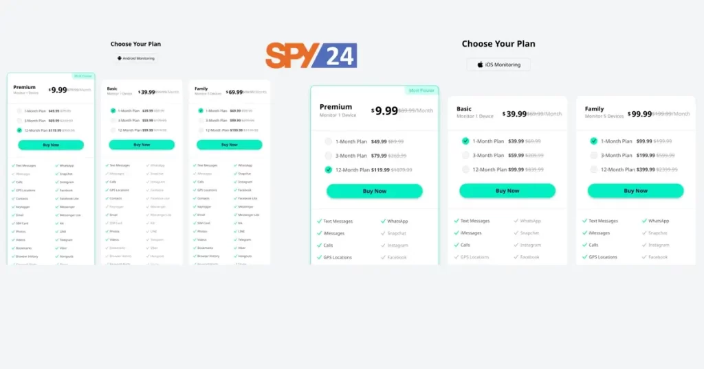 Choose Your Plan: Android Monitoring Spylix