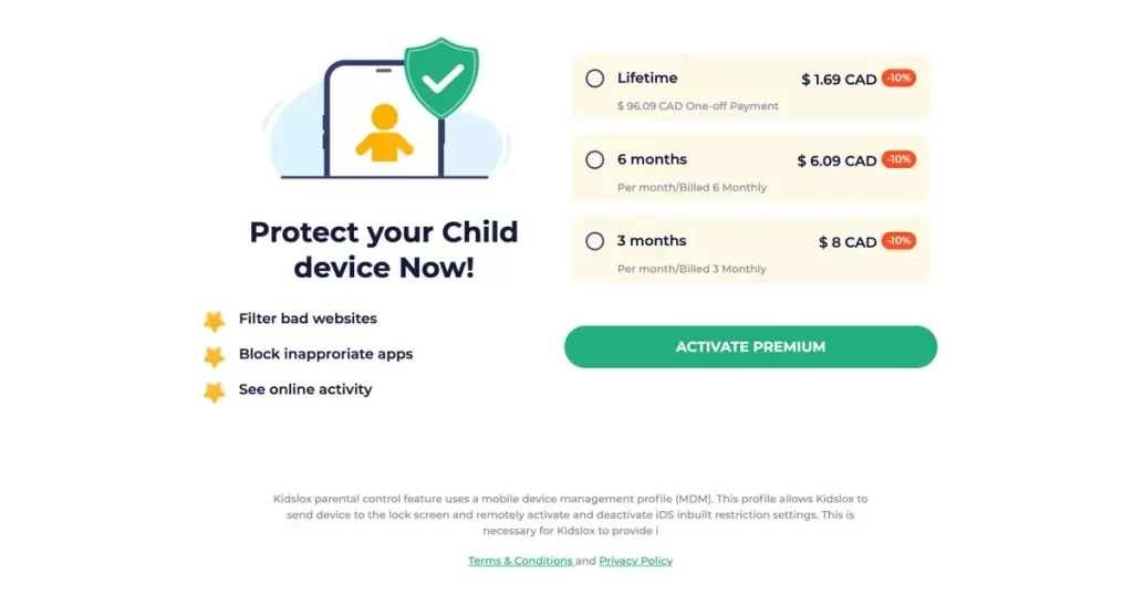 Kidslox - Parental Control App Pricing For All Price Plans