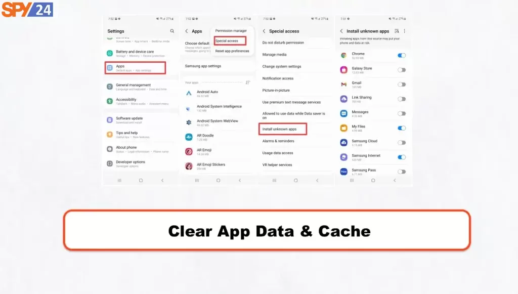 Clear App Data & Cache