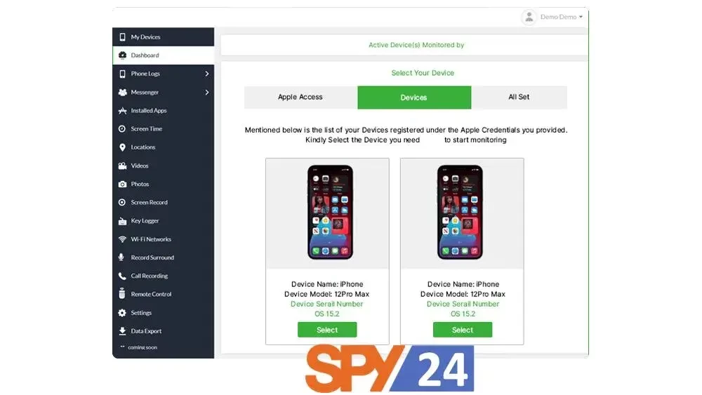 How does the spy app for the iPhone 12 work?