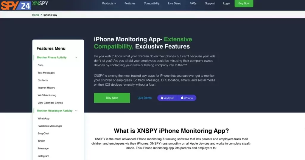 XNSPY iPhone Monitoring App