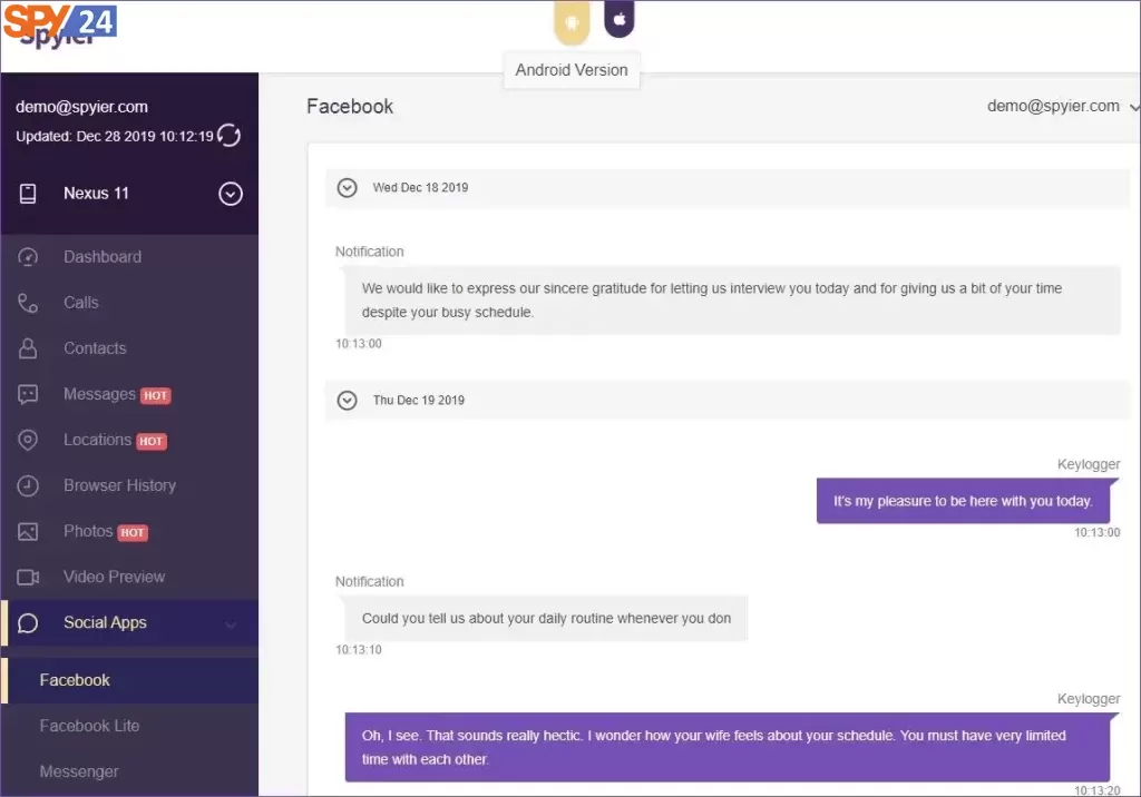 Spyier App Review 2023: Cell Phone Tracker 2 Spyier Spy on Facebook Messenger