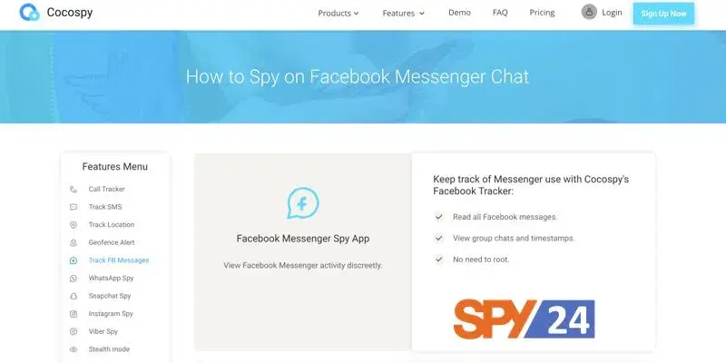 Cocospy is the best app for hacking Facebook Messenger