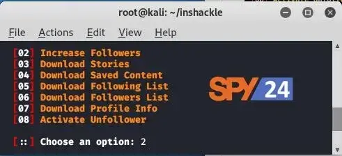 Inshackle is a tool in Kali Linux for hacking Instagram