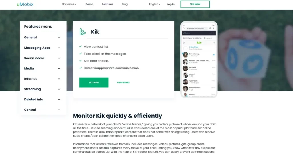 uMobix is an Android and iOS Kik tracker app