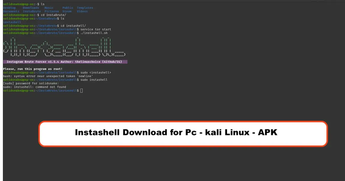 Instashell Download Github for Pc - kali Linux - APK