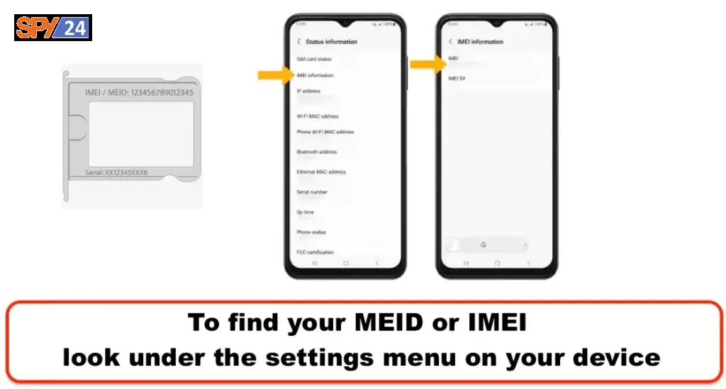 To find your MEID or IMEI, look under the settings menu on your device